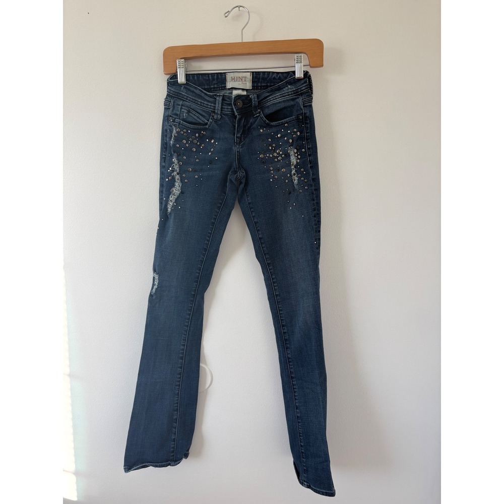 Women's Juniors Hint Distressed Rhinestone Slim Fit Jeans‎ – Size 0/25